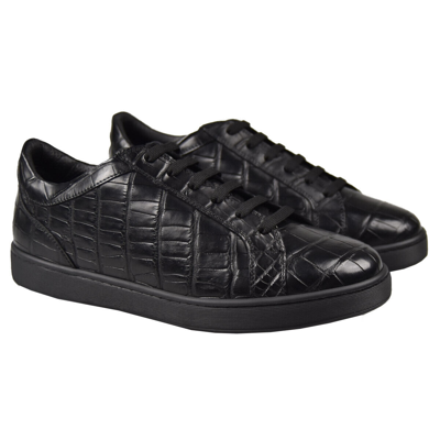 Pre-owned Kiton Sneakers For Man 100% Leather Crocodile Sz 8.5 Us 41.5 Eu Ksv36 In Black