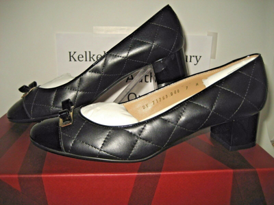 Pre-owned Ferragamo $525 Salvatore  My Quilted Black Leather Heel Pumps Shoes Us 7.5, 8