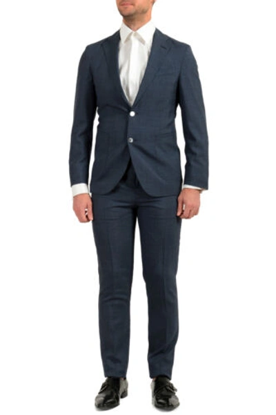 Pre-owned Hugo Boss Men's "t-novem/brite" Blue Mohair Wool Two Button Suit