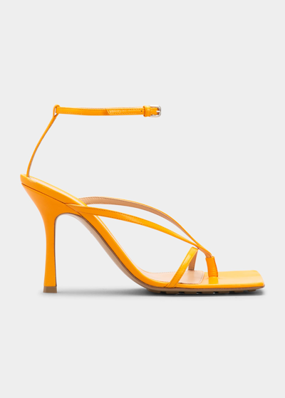 Bottega Veneta Multi Strap Stretch High-heel Sandals In Tangerine