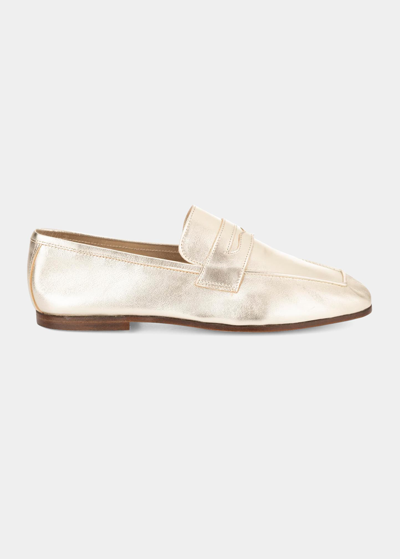 Sophique Essenziale Classic Metallic Penny Loafers In Gold