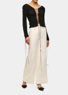 Interior Kit Ruched Lace-up Stretch-jersey Top In Black