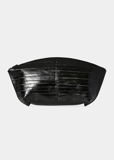The Row Dante Xl Clutch Bag In Eel-embossed Leather In Black