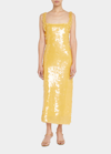 Alexis Felici Sleeveless Sequin Midi Sheath Dress In Marigold Paillett