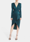 Badgley Mischka Draped High-low Midi Dress In Teal