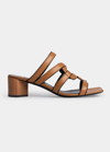 Pierre Hardy Kaliste Calfskin Caged Mules In Camel