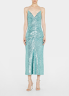 MONIQUE LHUILLIER SEQUINED RUCHED MIDI COCKTAIL DRESS