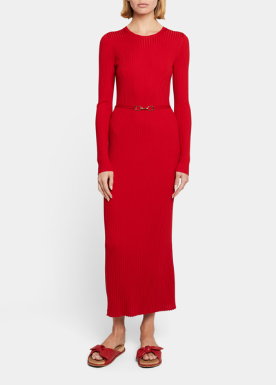 Gabriela Hearst Luisa Belted Maxi Dress In Red