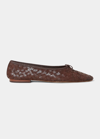 Loeffler Randall Landry Woven Leather Ballerina Flats In Chocolate