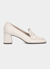 Aquatalia Carlina Leather Heeled Penny Loafers In Cream