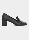 Aquatalia Carlina Leather Heeled Penny Loafers In Black