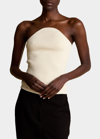 Khaite Jericho Strapless Ribbed-knit Top In Ivory