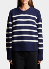 Khaite Mae Crewneck Cashmere Sweater In Marine/glaze Stri