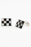 David Donahue Sterling Silver, Onyx & Mother Of Pearl Checkered Cuff Links In Silver/ Onyx/ Mother Of Pearl
