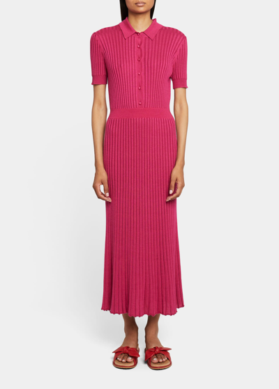 Gabriela Hearst Amor Ribbed Midi Dress In Fuchsia