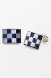 David Donahue Sterling Silver, Onyx & Mother Of Pearl Checkered Cuff Links In Silver/ Sodalite/ Pearl