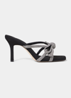 Loeffler Randall Margi Leather Bow Heeled Sandals Black 9 In Black