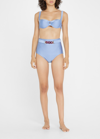 Zimmermann Chain-embellished Belted High-rise Bikini Briefs In Cornflower
