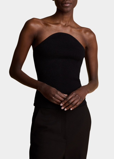 KHAITE JERICHO RIBBED STRAPLESS TOP