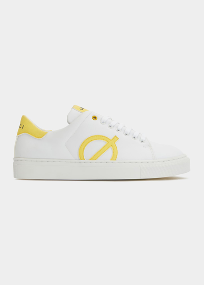 Loci Nine Vegan Recycled Ocean Plastic Bicolor Low-top Court Trainers In Whiteyellowyellow