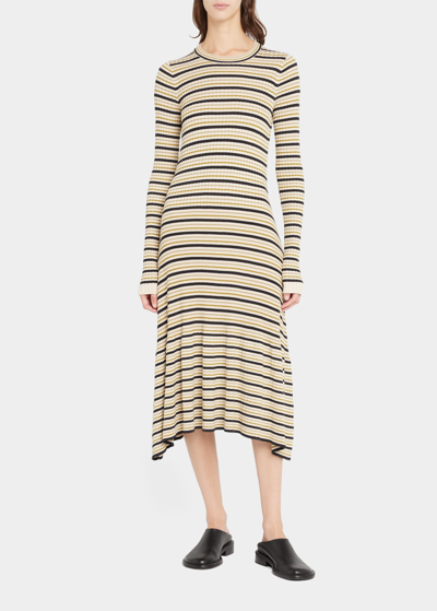 Proenza Schouler White Label Striped Handkerchief Midi Dress In Cream Multi