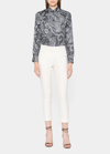 Etro Straight-leg Jacquard Paisley Pants In Wntr White