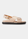 Marni Crisscross Slingback Flat Sandals In Desert Beige