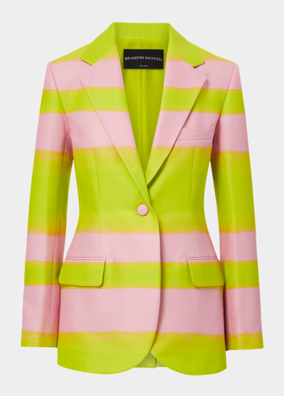 Brandon Maxwell Stripe Single-breasted Jacket In Lilac Sachet Evening Primrose