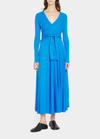 Proenza Schouler White Label Belted Midi Wrap Dress In Bright Blue