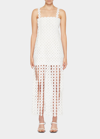 Simkhai Jaycee Circle Lace Fringe Midi Dress In White