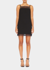 Simkhai Marlie Crochet Ring Crepe Mini Dress In Black
