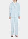 Marni Three-button Wool Blazer In Powder Blu