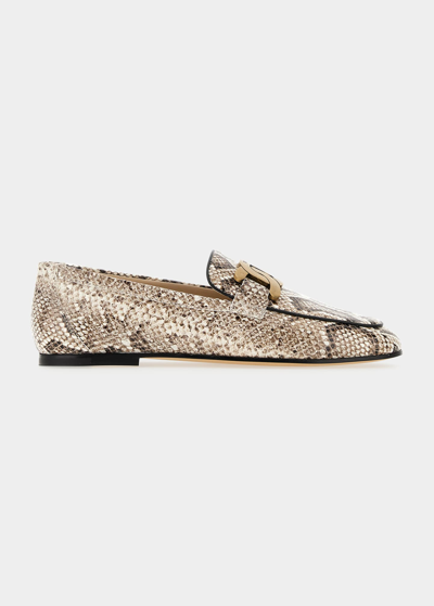 Tod's Kate Embossed Leather Chain Loafers In Multicolor
