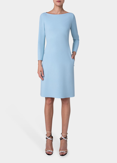 Akris Paneled Double-faced Wool Dress In Ice