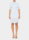 Jonathan Simkhai Dina Compact-rib Mock-neck Mini Dress In Light Sky