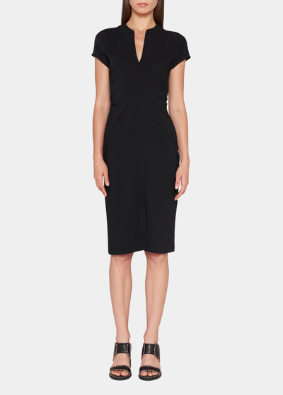 Agnona V-neck Short-sleeved Midi Dress In Black