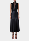 AKRIS LIQUID JERSEY TOP WITH TULLE NECK DETAIL