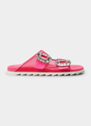 Roger Vivier 10mm Slidy Viv Mesh Slide Sandals In Pink