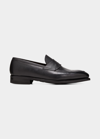 Bontoni Men's Principe Grain Loafer Pebble Rubber Sole In Black