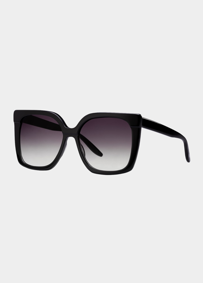 Barton Perreira Vanity Square Acetate Sunglasses In Black Smoke