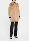 Akris Punto Faux-fur Collared Coat In Malt