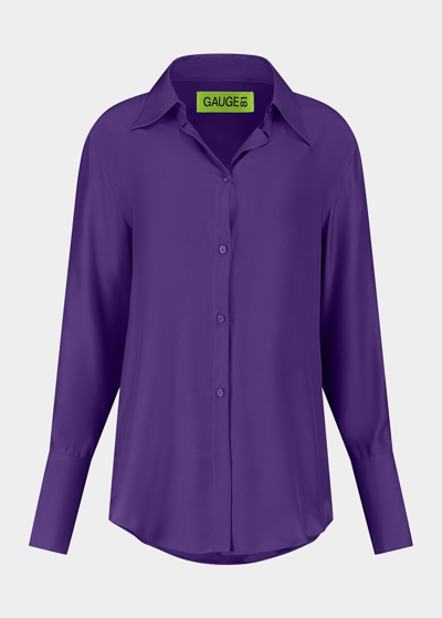 Gauge81 Okayi Silk Button-front Top In Purple