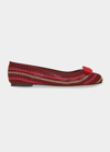 Ferragamo Women's Varina Crochet Stripe Ballet Flats In Nebb 7997