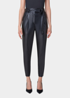 AKRIS PUNTO FRED BELTED VEGAN LEATHER PANTS