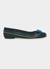 Ferragamo Varina Cotton Bow Ballerina Flats In Neromedit