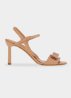 Ferragamo New Vara Bow Ankle-strap Sandals In Beige