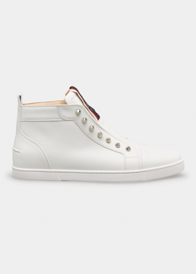 Christian Louboutin Men's F. A. V. Fique A Vontarde Leather Slip-on Sneakers In White