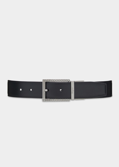 Ferragamo Men's Double Adjustable Cut-to-size Belt In Nero/hickory