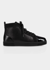 Christian Louboutin Louis High-top Chevron-panel Leather Trainers In Black