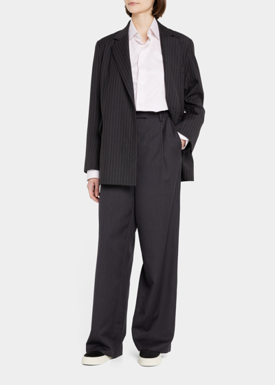 We-ar4 Boyfriend Pinstripe Wide-leg Pants In Deep Black